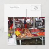 Carte Postale Norvège, marché aux poissons de Bergen (Devant / Derrière)