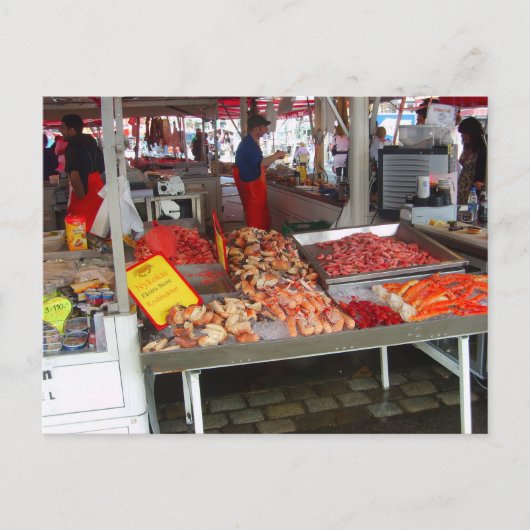 Carte Postale Norvège, marché aux poissons de Bergen (Devant)
