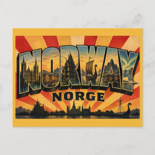 Carte Postale Norvège Pays Vintage