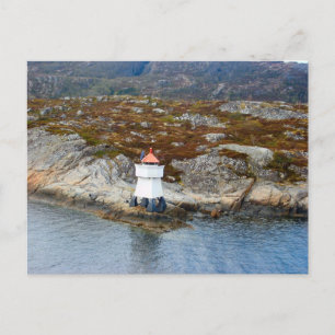 Carte Postale Norvège, Phare à l'embouchure d'un fjord