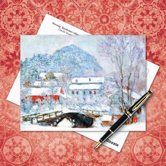 Carte Postale Norvège, Sandviken Village Snow Claude Monet