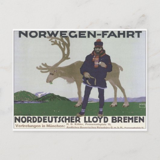 Carte Postale Norvgen Fahrt vintage (Devant)