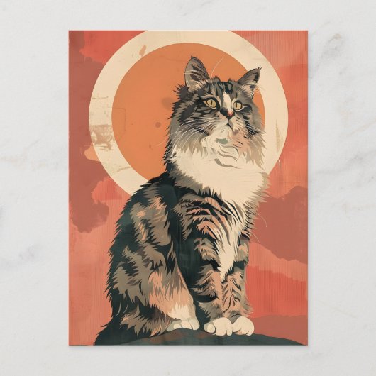 Carte Postale Norwegian Forest Cat Art Moderne (Devant)