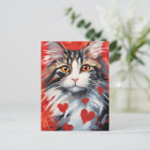 Carte Postale Norwegian Forest Chat Valentine's day (Debout devant)
