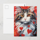 Carte Postale Norwegian Forest Chat Valentine's day (Devant / Derrière)