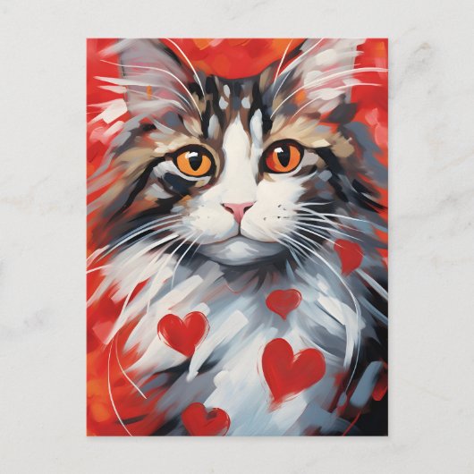 Carte Postale Norwegian Forest Chat Valentine's day (Devant)