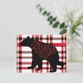 Carte Postale Norwood Rustique Ours Noir Silhouette Sur Plaid (Debout devant)