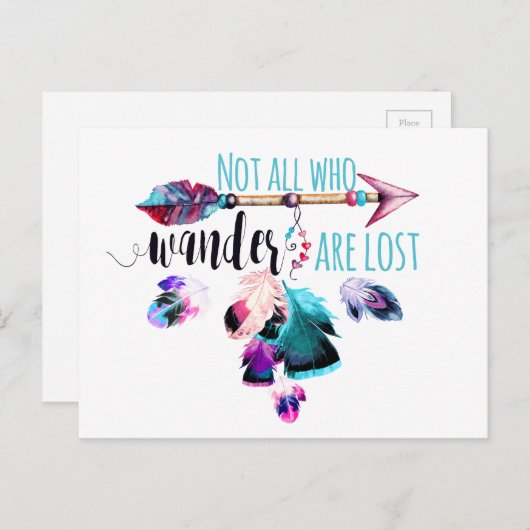 Carte Postale Not All Who Wander Are Lost Bohemian (Devant / Derrière)