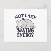 Carte Postale Not lazy, Saving Energy Cat (Devant)