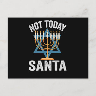 Carte Postale Not Today Santa Jewish Hanukkah Holiday Menorah