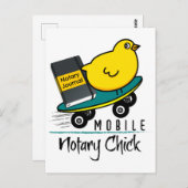 Carte Postale Notaire mobile Chick faisant de la planche à roule (Devant / Derrière)