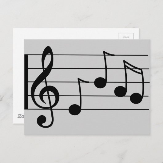 Carte Postale Notation musicale clé tréble et personnel (Devant / Derrière)