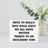 Carte Postale Note à Bully : Il suffit de sortir - Anti Bully (Debout devant)