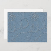 Carte Postale Note card in blue abstract leaf nature design  (Devant / Derrière)