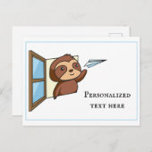 Carte Postale Note d'avion en papier de paresseux (Devant / Derrière)