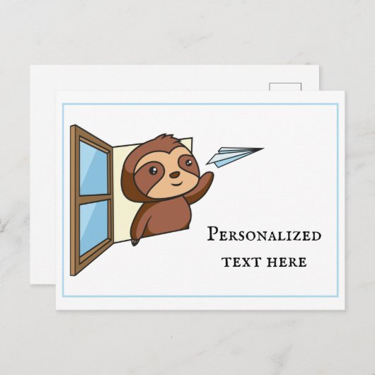 Carte Postale Note d'avion en papier de paresseux (Devant / Derrière)