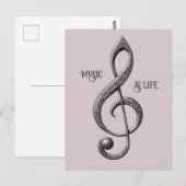 Carte Postale Note de clic musicale de texte personnalisé (Devant / Derrière)