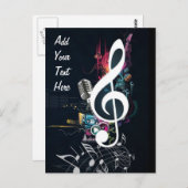 Carte Postale Note de gauche musicale Abstraite (Devant / Derrière)