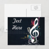 Carte Postale Note de gauche musicale Abstraite (Devant / Derrière)