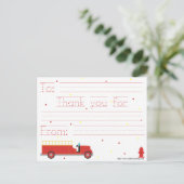 Carte Postale Note de Merci de Firetruck (avec le message (Debout devant)