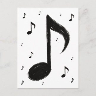 Carte Postale Note de Musique Minimaliste – Style Pinceau à Encr