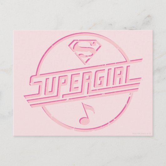 Carte Postale Note de musique rose Supergirl (Devant)