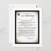 Carte Postale Note de service du Bureau Hydrographique Catastrop (Devant / Derrière)