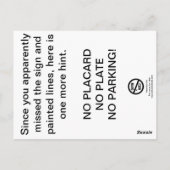 Carte Postale Note de stationnement incorrecte (Dos)