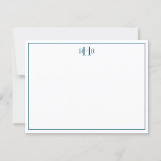 Carte Postale Note minimaliste sophistiquée marine et blanche