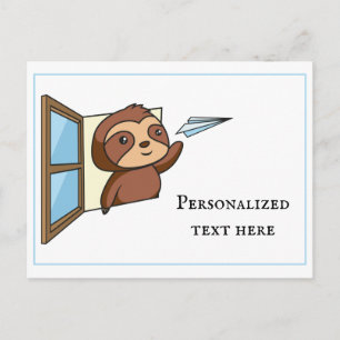 Carte Postale Note sur l'avion en papier de Sloth