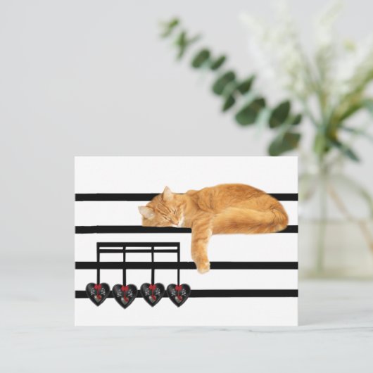 Carte Postale Notes d'amour du chat (Debout devant)