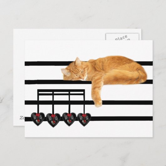 Carte Postale Notes d'amour du chat (Devant / Derrière)