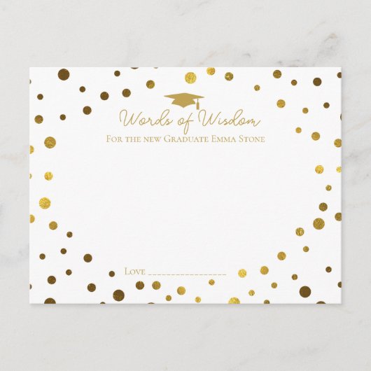Carte Postale notes d'avis de sagesse pour diplômé (Devant)