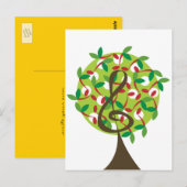 Carte Postale Notes de cerise aigües musicales arbre fantaisie n (Devant / Derrière)
