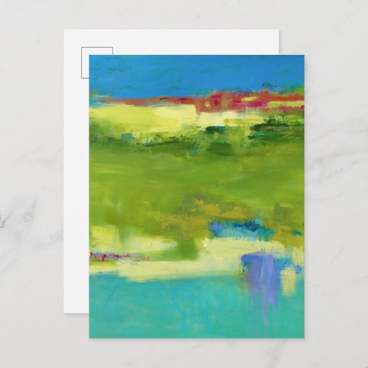 Carte Postale Notes de champ - Art vert Abstrait (Devant / Derrière)