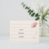 Carte Postale Notes de fleur rose d'amour de rêve (Debout devant)