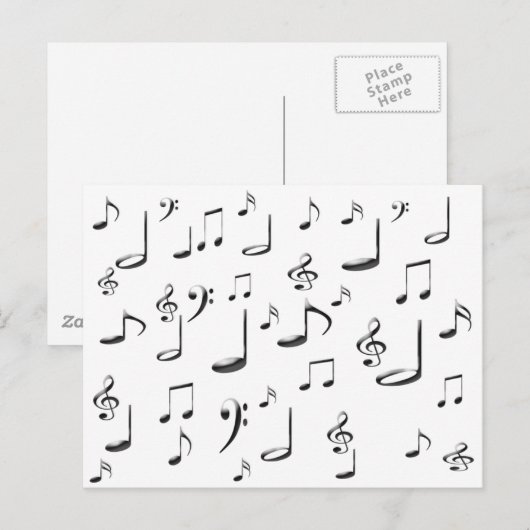 Carte Postale Notes de musique (Devant / Derrière)