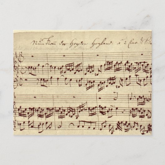 Carte Postale Notes de musique ancienne - Feuille de musique Bac (Devant)