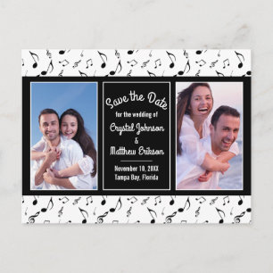 Carte Postale Notes de musique Black White moderne Photo Enregis