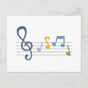 Carte Postale Notes de musique colorée