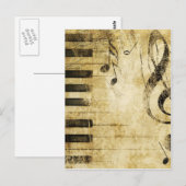 Carte Postale Notes de musique de piano (Devant / Derrière)