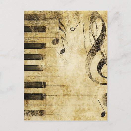 Carte Postale Notes de musique de piano (Devant)