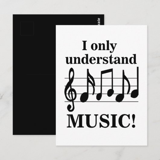 Carte Postale Notes de musique noir et blanc (Devant / Derrière)