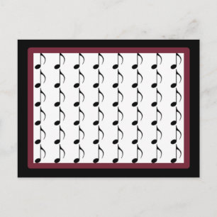 Carte Postale Notes de musique noir et burgundy