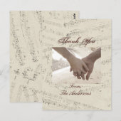 Carte Postale Notes de musique romantique moderne Mariage merci (Devant / Derrière)