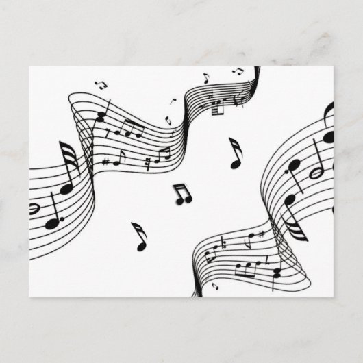 Carte Postale Notes de musique sur blanc (Devant)