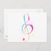 Carte Postale Notes de musique Watercolor (Devant / Derrière)