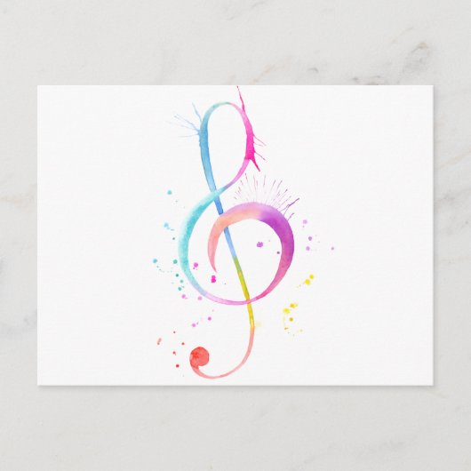 Carte Postale Notes de musique Watercolor (Devant)