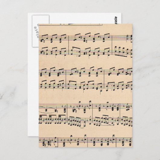 Carte Postale Notes de partition vintage (Devant / Derrière)