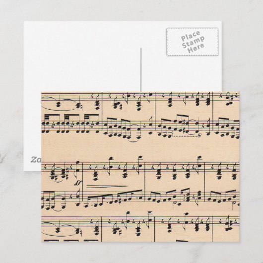 Carte Postale Notes de partition vintage (Devant / Derrière)
